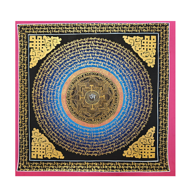 Nepalska ručno oslikana thangka mandala s mantrom od šest znakova, viseći dekorativni plakat, 55 cm, ručna izrada