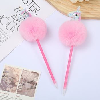 Плюшена писалка с форма на единорог за ученици, гел писалка с креативен дизайн, подаръчна писалка