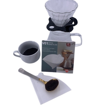 Конусовидни филтърни листа за кафе, 1-2 чаши, V60, 40 бр., дървесна целулоза, неутрален цвят, цветна кутия