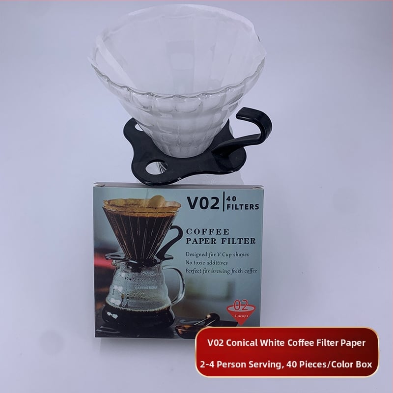 Конусовидни филтърни листа за кафе, 1-2 чаши, V60, 40 бр., дървесна целулоза, неутрален цвят, цветна кутия