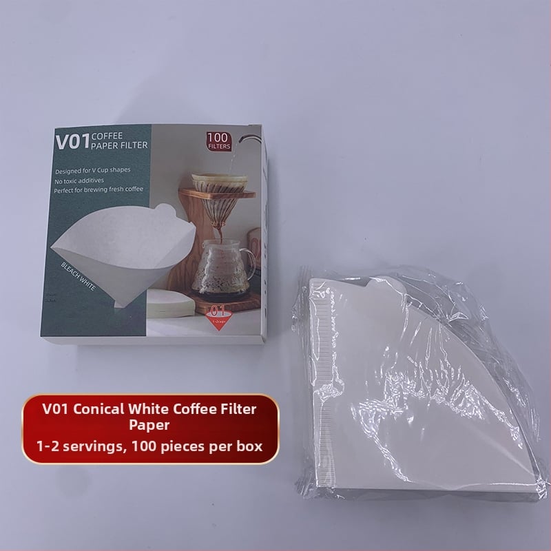 Конусовидни филтърни листа за кафе, 1-2 чаши, V60, 40 бр., дървесна целулоза, неутрален цвят, цветна кутия