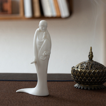 Дехуа керамичен държач за благовония – Zen статуетка с Бодхідхара и Гуан Ин за домашна декорация.