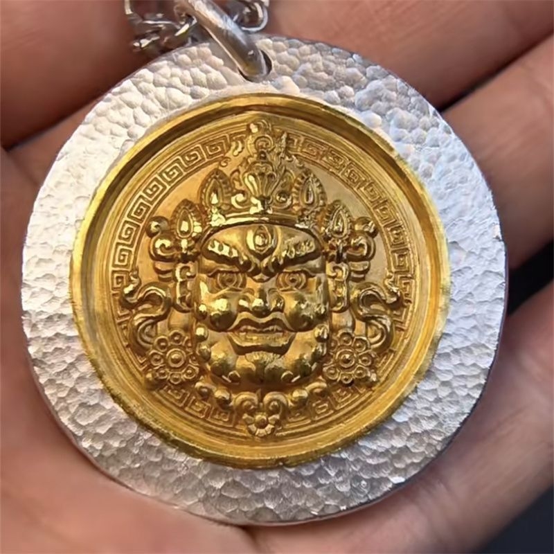 Srebrni privjesak Boga bogatstva, ručno izrezbarena Budina statua, unisex, retro etno stil