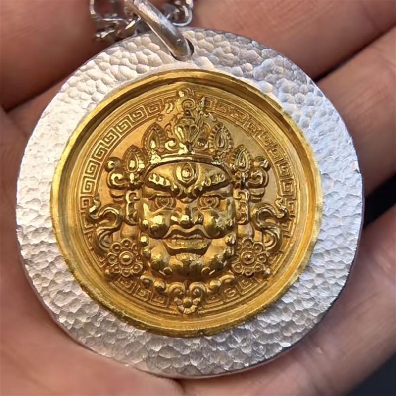 Srebrni privjesak Boga bogatstva, ručno izrezbarena Budina statua, unisex, retro etno stil