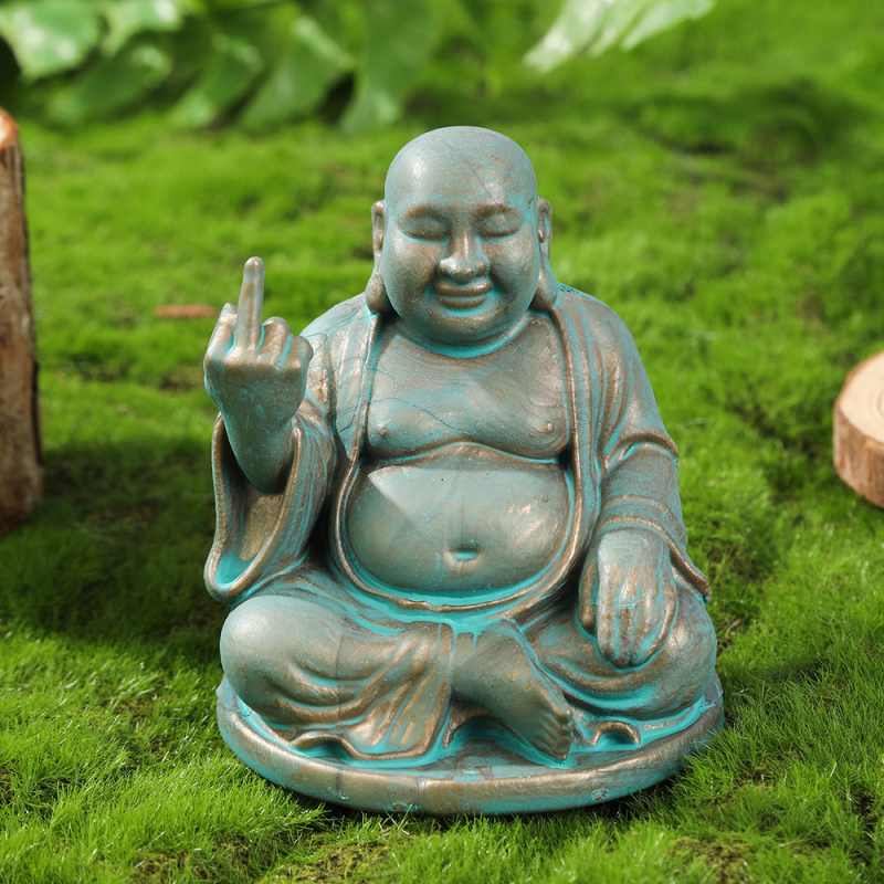 Akvarisztikai dekoráció: Maitreya Buddha szobor réz utánzatú felülettel, díszfigura mecha harcos stílusban, antik felülettel
