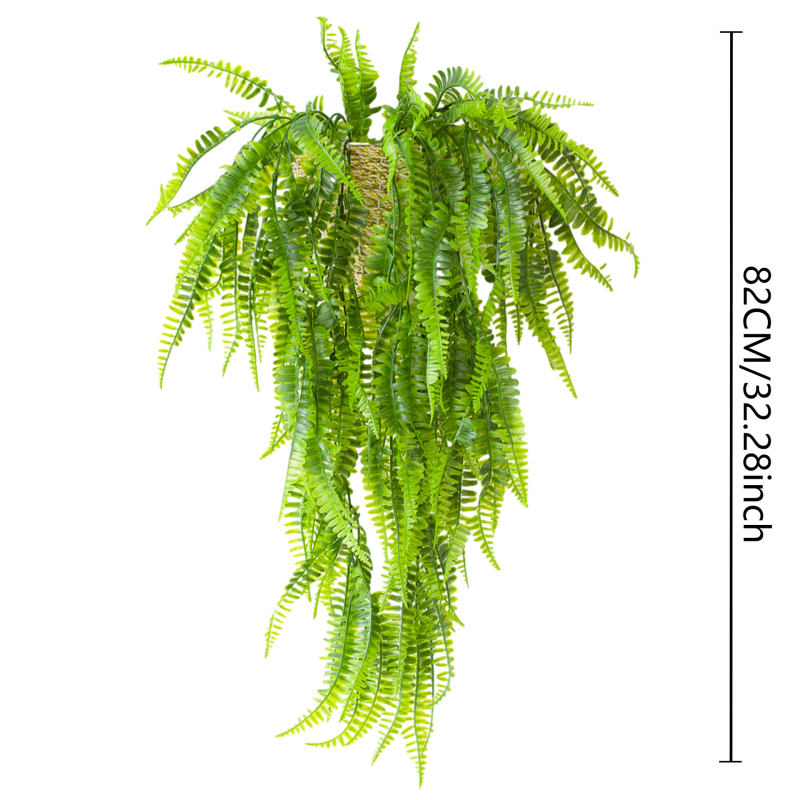 Изкуствено стенно висящо растение: Boston fern и увивна лоза, зелени листа