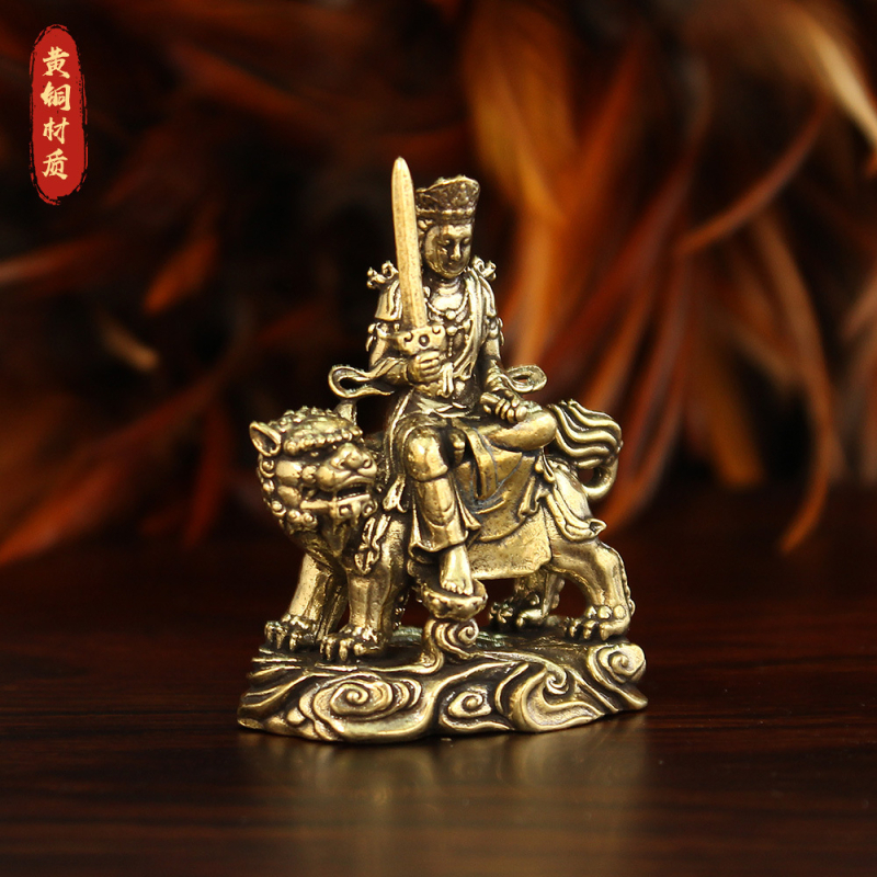 Нова латунна двойка Bodhisattva Manjushri и Samantabhadra — statue Буда за антрето, олтар в китайски стил