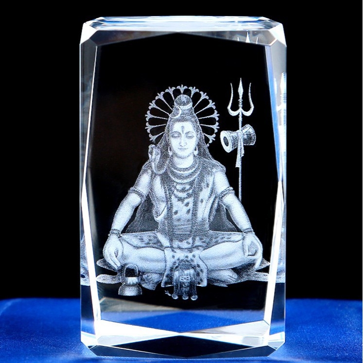 Kristalna indijska statua Šive i Durga – unutarnje urezbena dekorativna skulptura
