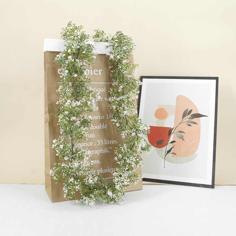Изкуствен букет Baby's Breath и зелени лози за интериорна декорация на дневната, височина 100–200 cm