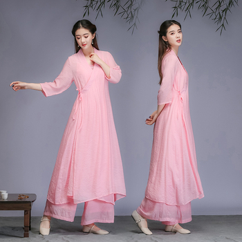 Ženski Hanfu trodijelni komplet s Zen inspiracijom i čajnom haljinom, proljeće–jesen 2026, umjetnički kineski stil