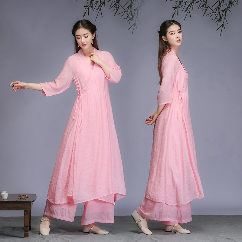Ženski Hanfu trodijelni komplet s Zen inspiracijom i čajnom haljinom, proljeće–jesen 2026, umjetnički kineski stil