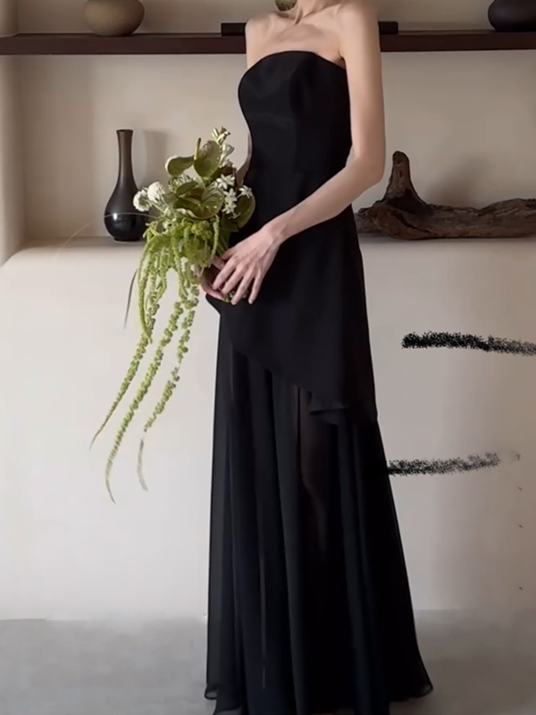 Lagane vjenčane haljine u korejskom stilu, jednostavan top bez naramenica, elegantna duga večernja haljina za žene