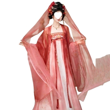 Hanfu s izšivanjem u stilu Tang, dužine do prsa, široki rukavi, element Hezi Han, tanka ljetna ruha, ruqun dinastije Han