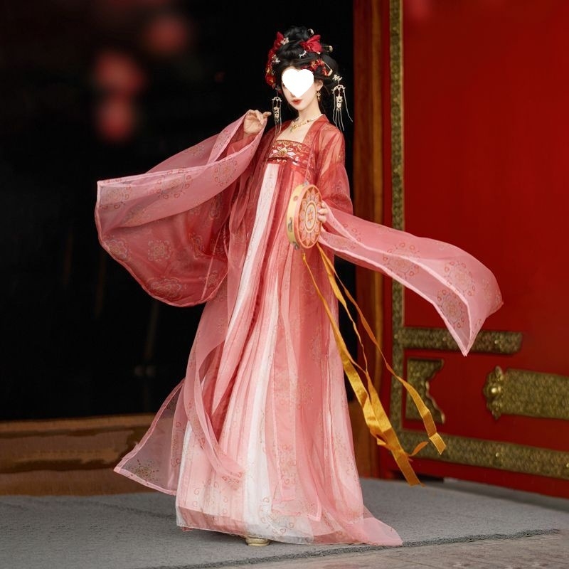 Hanfu s izšivanjem u stilu Tang, dužine do prsa, široki rukavi, element Hezi Han, tanka ljetna ruha, ruqun dinastije Han