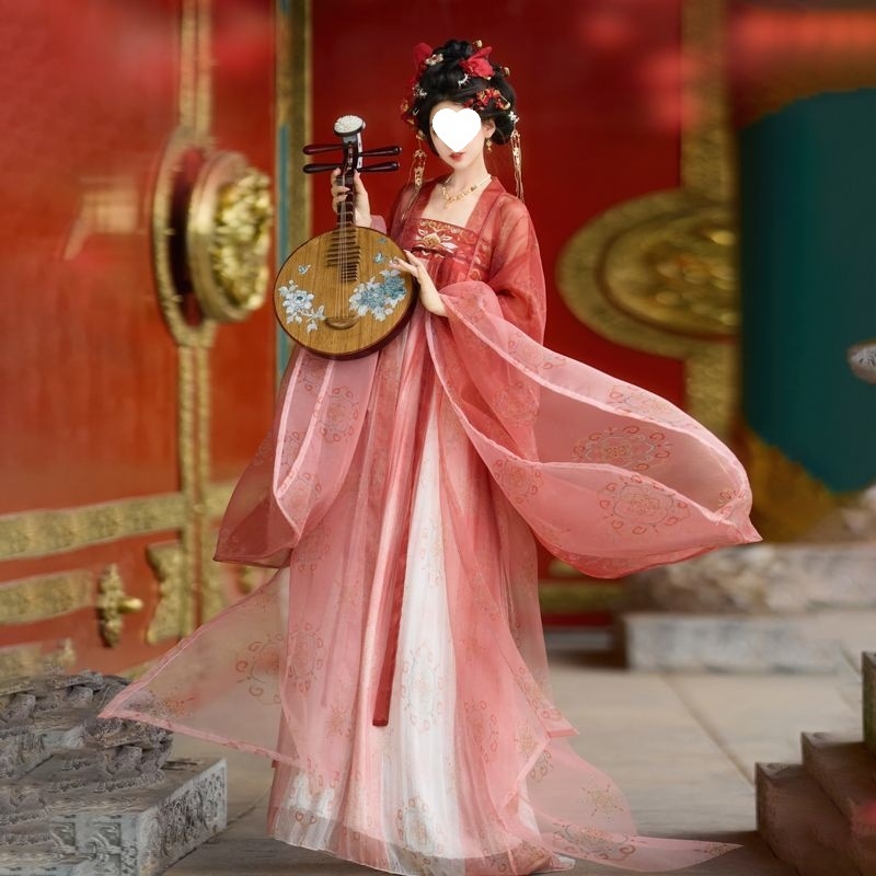Hanfu s izšivanjem u stilu Tang, dužine do prsa, široki rukavi, element Hezi Han, tanka ljetna ruha, ruqun dinastije Han