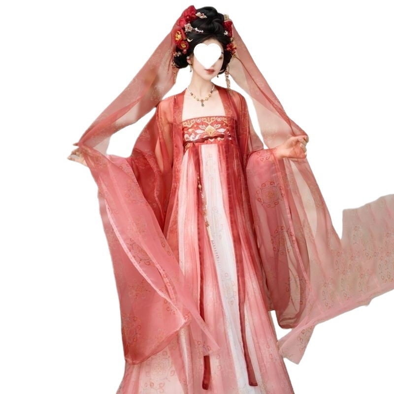 Hanfu s izšivanjem u stilu Tang, dužine do prsa, široki rukavi, element Hezi Han, tanka ljetna ruha, ruqun dinastije Han