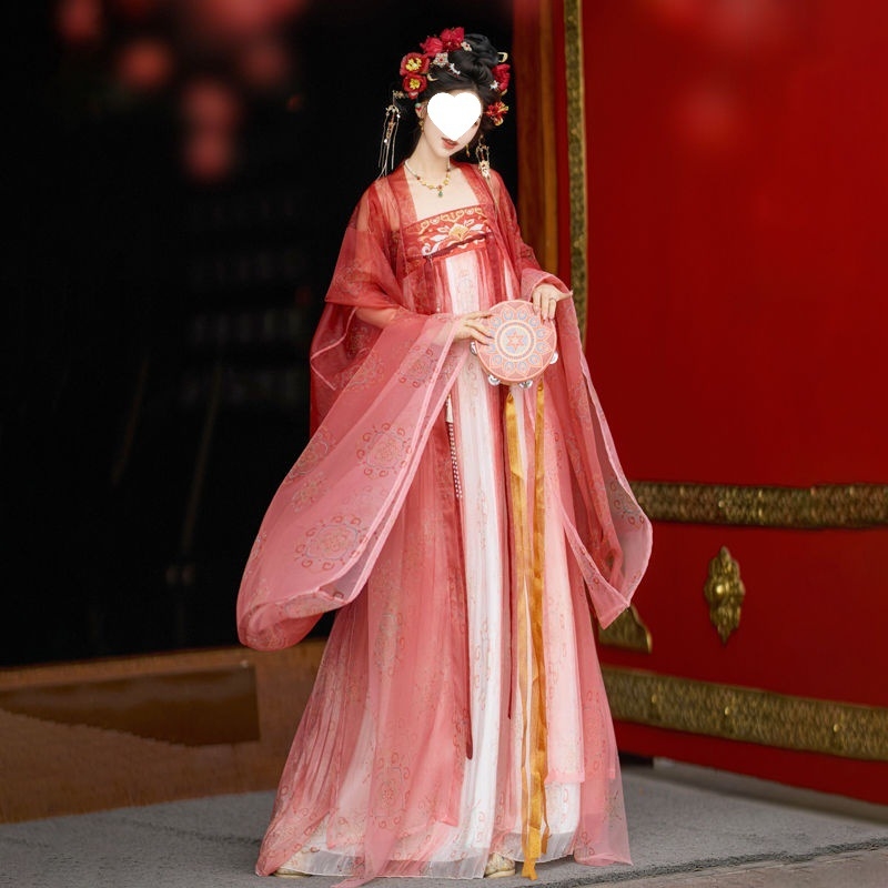 Hanfu s izšivanjem u stilu Tang, dužine do prsa, široki rukavi, element Hezi Han, tanka ljetna ruha, ruqun dinastije Han