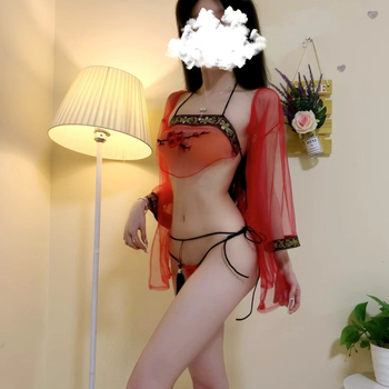 Hanfu noćni set za konkubinu, staropalatskog stila — halter, trbušni pojas, prozirna spavaćica