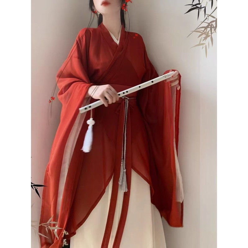 Hanfu set za žene — križani ovratnik, neobičan ogrtač, široki rukavi, kineski stilski drevni kostim