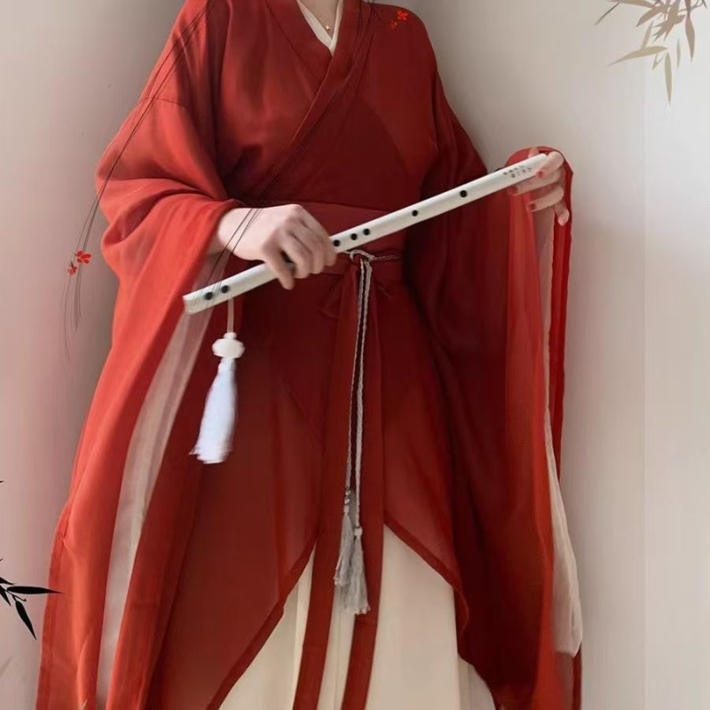 Hanfu set za žene — križani ovratnik, neobičan ogrtač, široki rukavi, kineski stilski drevni kostim