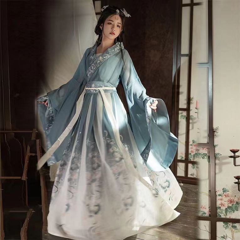 Hanfu s širokim rukavima iz Južne i Sjeverne dinastije, odjeća za foto-studio, drevno nadahnuta vila haljina, dvodijelna Hanfu suknja