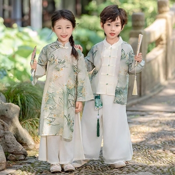 Hanfu dječji kazališni kostim za proljeće i jesen: dječaka tradicionalna kineska odjeća i Tang haljina za djevojčice, Novi kineski stil, nacionalni stil za vrtić