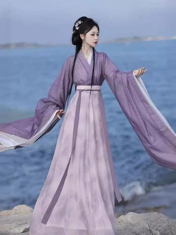 Ženski hanfu u Wei Jin stilu: preklopni ovratnik, široki rukavi, lagani ljetni model, drevni kostim s nježnim eteričnim sjajem, osmerostruka suknja