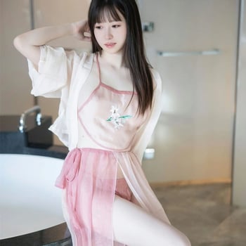 Retro Hanfu noćna haljina s trbušnim remenom i nježnom mrežastom tkaninom
