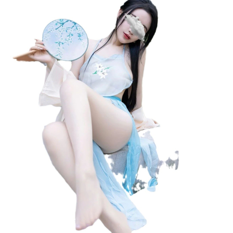 Retro Hanfu noćna haljina s trbušnim remenom i nježnom mrežastom tkaninom