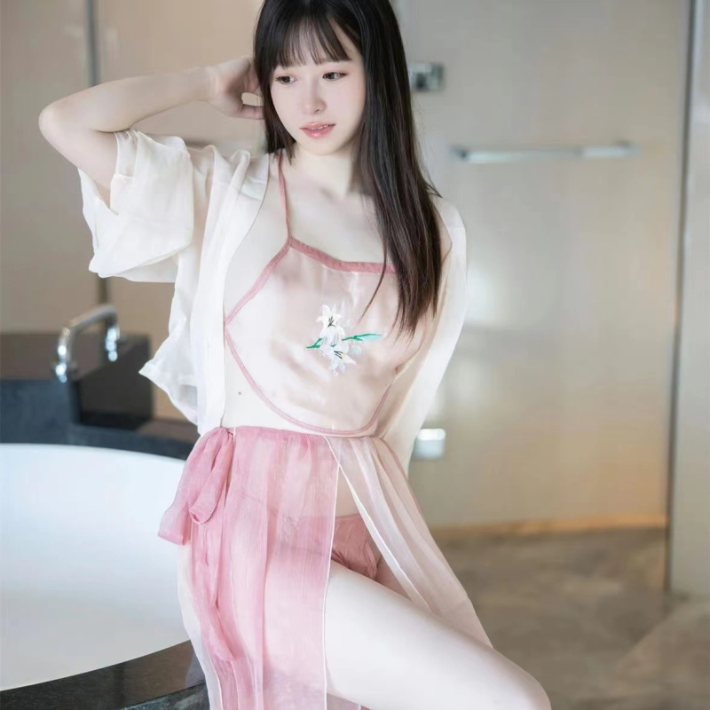 Retro Hanfu noćna haljina s trbušnim remenom i nježnom mrežastom tkaninom