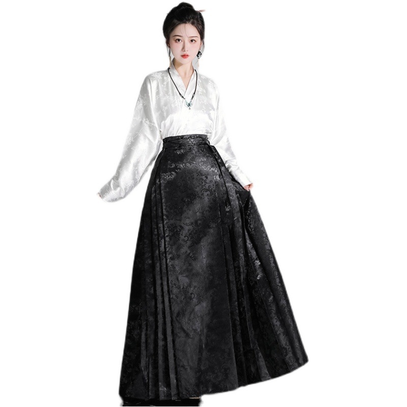 Hanfu top i suknja Horse-Face, novi kineski stil, proljeće 2025, vitak struk, elegantan dojam