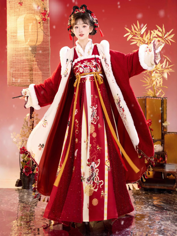 Ženski Hanfu zimski kostim kineskog stila za Novu godinu, godina zmije, debeli ogrtač, poboljšana roba