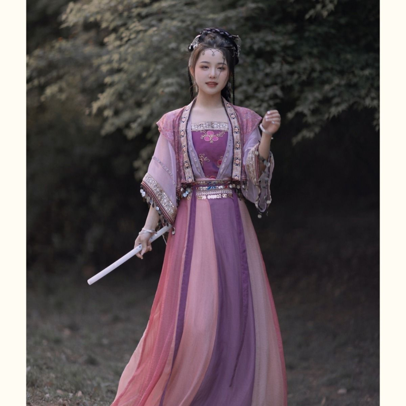 Ženski Hanfu u stilu Song: kratka jakna s preklopnim ovratnikom, top s trakama, suknja s dvanaest plisova, jesen-zima