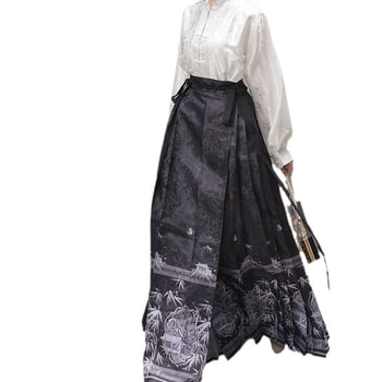 Hanfu ženski set u Ming stilu, svakodnevni komad, vitka silueta, suknja s dizajnom horse-face, moderno kinesko nadahnuće.