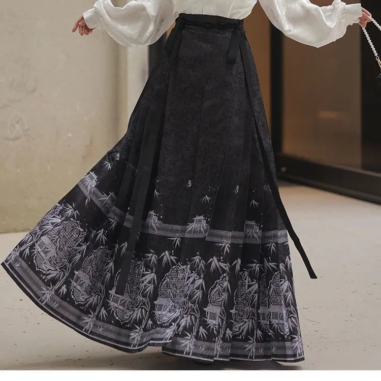 Hanfu ženski set u Ming stilu, svakodnevni komad, vitka silueta, suknja s dizajnom horse-face, moderno kinesko nadahnuće.