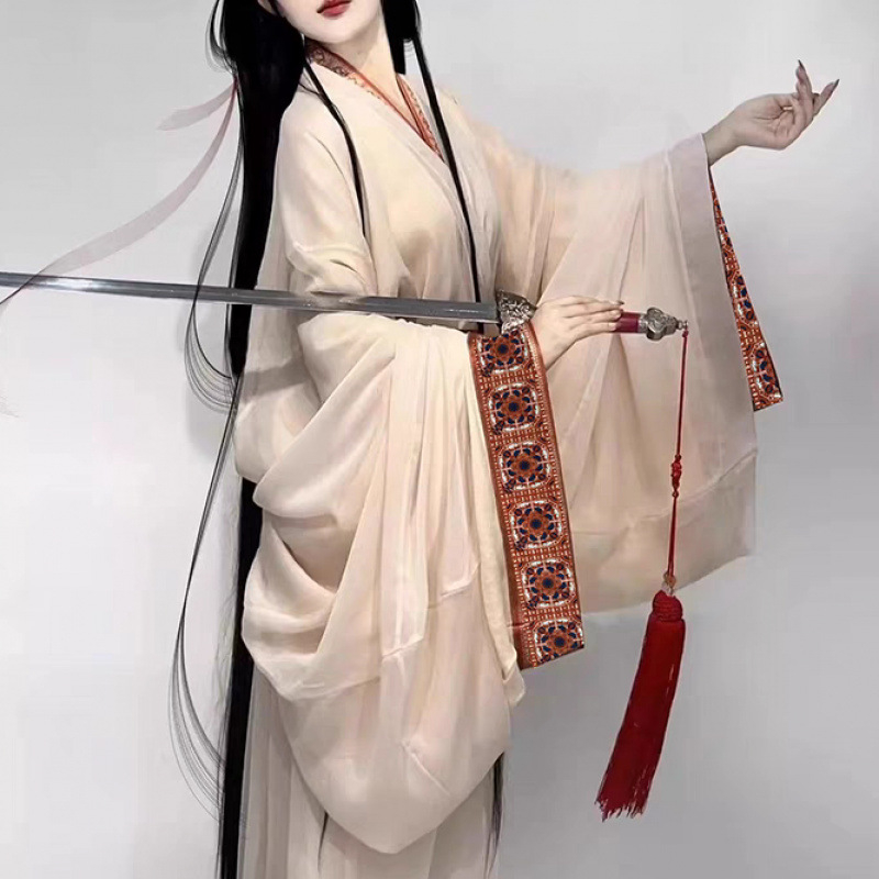 Ženski hanfu plesni komplet s dugim repom i ravnim rubom