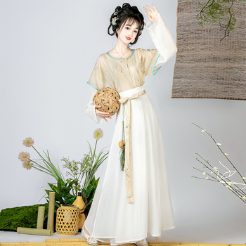 Ženski Hanfu u Tang stilu, kratkih rukava, okrugli izrez, ljetni set 2024