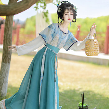 Ženski Hanfu u Tang stilu, kratkih rukava, okrugli izrez, ljetni set 2024