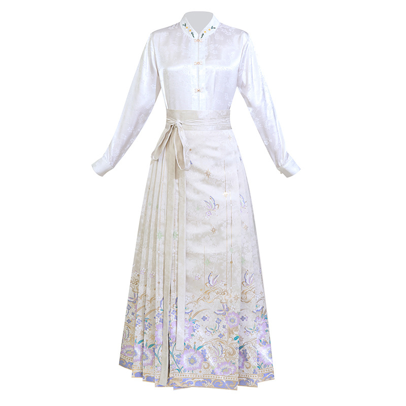 Hanfu suknja s zlatnom niti i cvjetnim vezom, horse-face stil, novi kineski stil, duljina 4,5 m