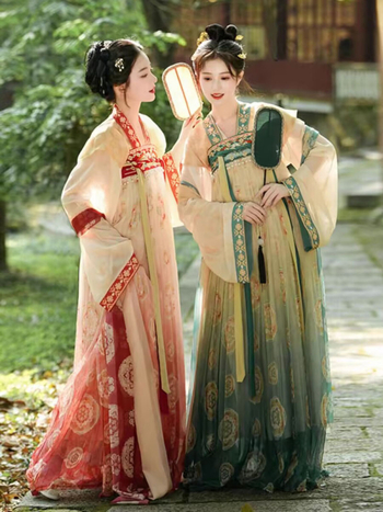 Hanfu ženski kineskog stila drevni kostim s vezom, dvodijelni set: gornji dio i suknja u stilu Tang