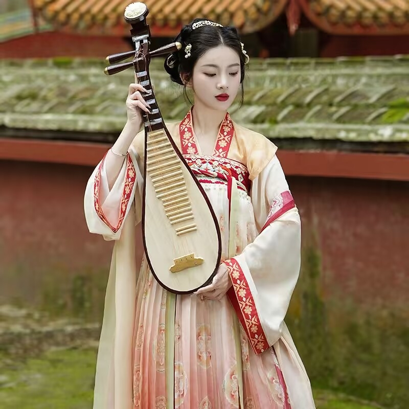 Hanfu ženski kineskog stila drevni kostim s vezom, dvodijelni set: gornji dio i suknja u stilu Tang