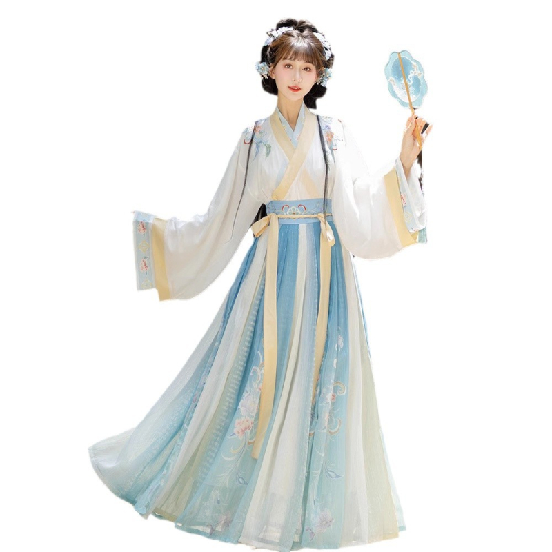 Izvorni Jin stil žena haljina s izvezom, organza tkanina, duljina do pasa, svakodnevna nošnja proljeće-jesen.