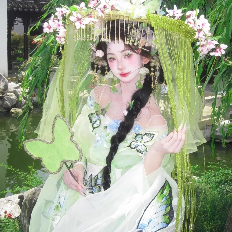 Ženska Hanfu suknja s raskošnim vezom, inspirirana dinastijama Sjeverne i Južne, motiv leptira, svakodnevni eterični stil
