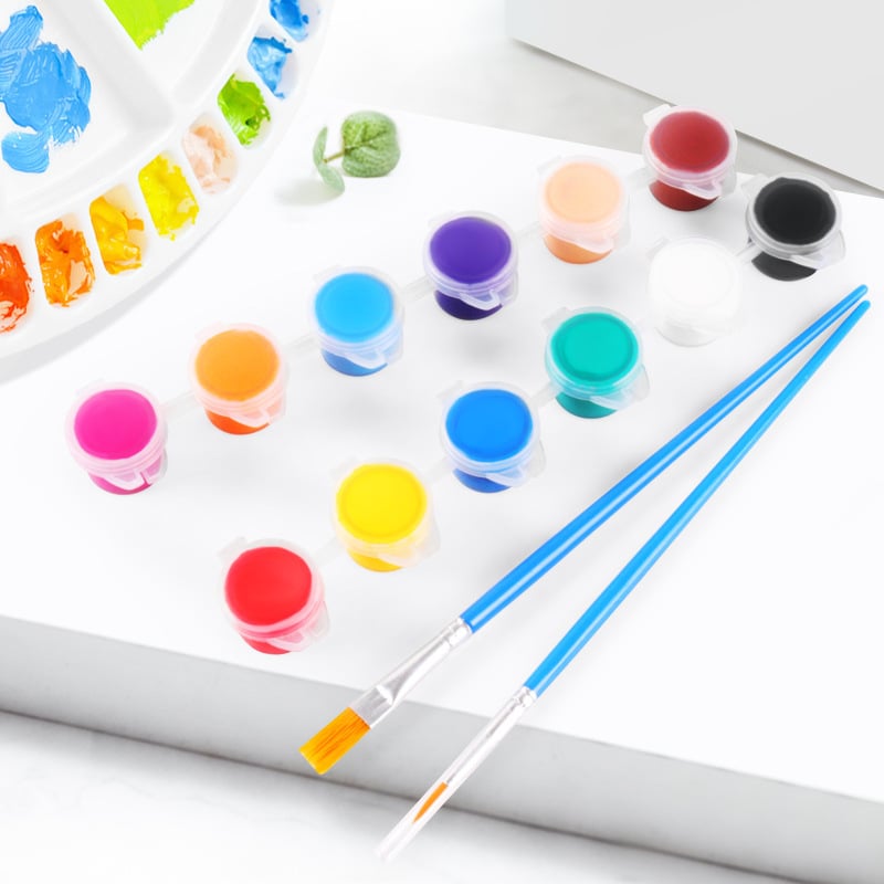 Set akrilnih boja, 2 ml cijevi, 12 boja, za djecu – DIY crtanje i slikanje