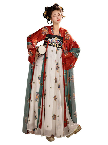 Ženski hanfu Tang stil, restaurirani model, gornji dio do prsa s izvezenom i suknja, nacionalni stil, proljetno-ljetna svakodnevna odjeća