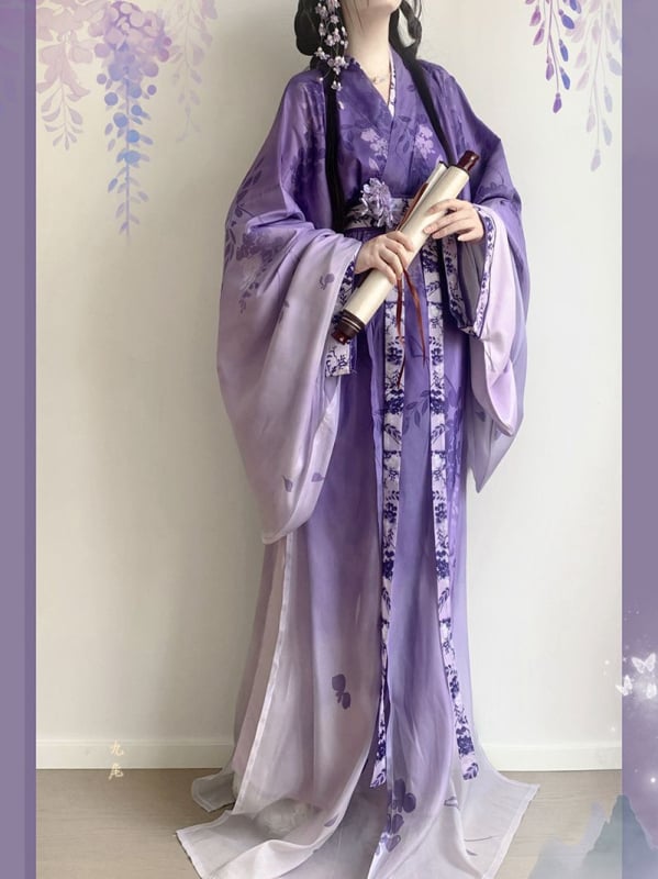 Ženski Hanfu cosplay kostim — haljina u stilu Država u ratu s produženim šlepom, križnim ovratnikom, restaurirani dizajn za svakodnevnu jesen/zimu