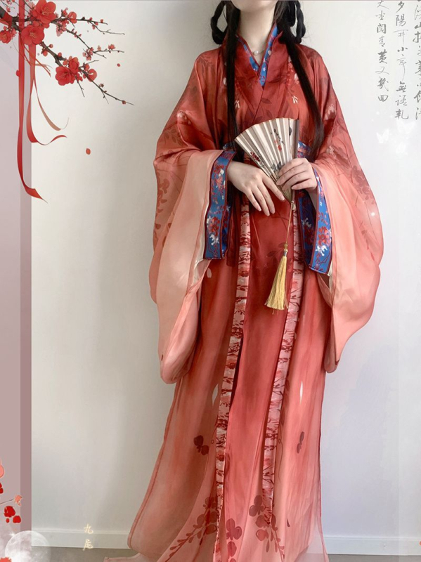 Ženski Hanfu cosplay kostim — haljina u stilu Država u ratu s produženim šlepom, križnim ovratnikom, restaurirani dizajn za svakodnevnu jesen/zimu
