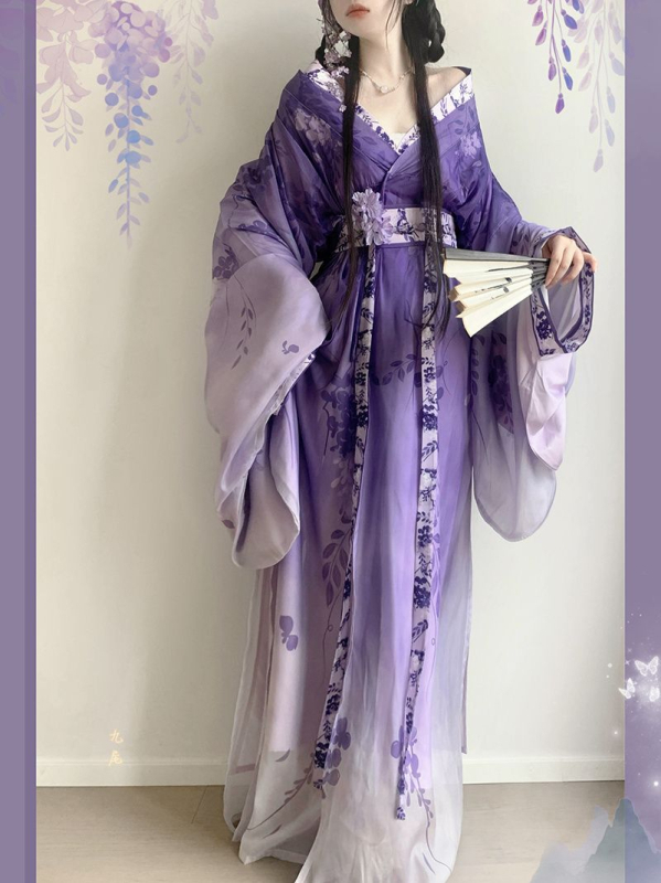 Ženski Hanfu cosplay kostim — haljina u stilu Država u ratu s produženim šlepom, križnim ovratnikom, restaurirani dizajn za svakodnevnu jesen/zimu