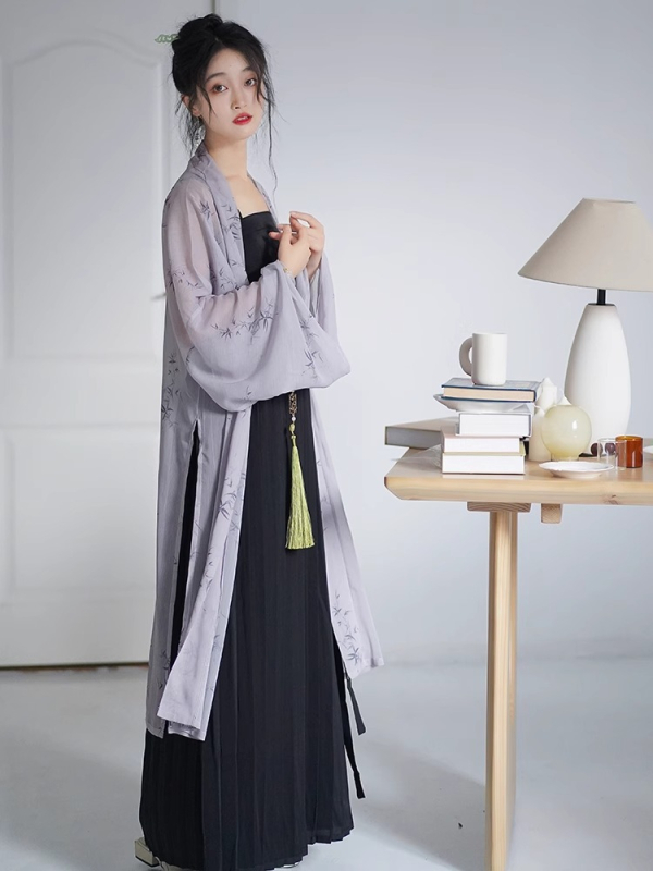 Hanfu Čanggân hram, plisirana suknja s ravnim rukavima, inspirirana dinastijom Song, geometrijski žakard, proljeće 2025