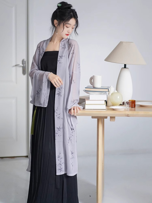 Hanfu Čanggân hram, plisirana suknja s ravnim rukavima, inspirirana dinastijom Song, geometrijski žakard, proljeće 2025
